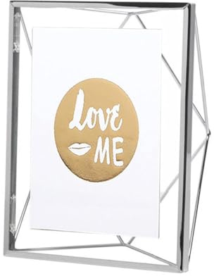 Inov8 Framing Tarnish Resistant Silver Designer Geometric Back Floating Picture Frame - Thin Edge Design for 6x8 inch (15x20cm) Photo
