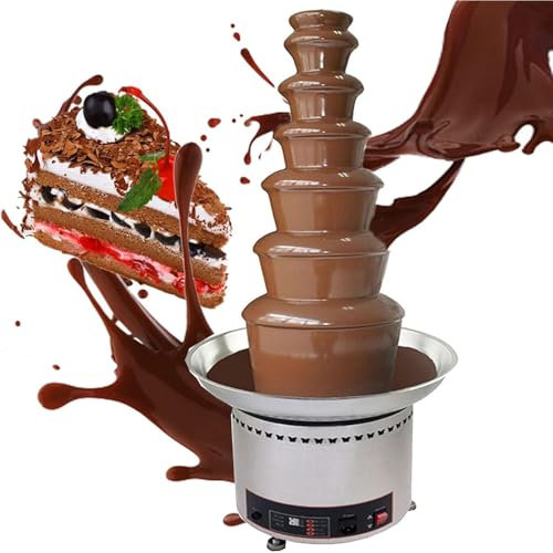 RayGenius 4/5/6/7 Tier Commercial Chocolate Fondue, Large Capacity Chocolate Fountain Machine with Temperature Control for Parties, Restaurants.,6Layers