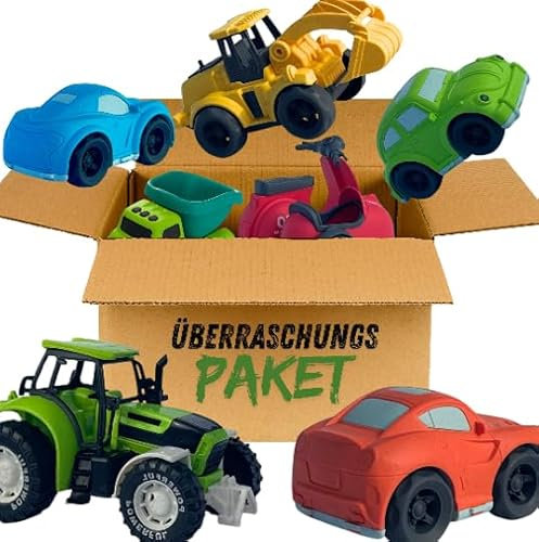 BIOPLAY Spielzeug Auto & Flugzeug [10er Überraschungs-Spar-Set] aus nachhaltigem Bio-Kunststoff | B-Ware mit kleinen Verpackungsschäden | Sandkasten Spielzeug ab 1 Jahr | für Kindergarten