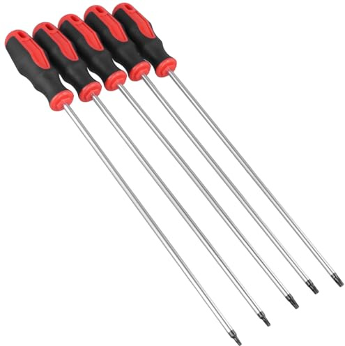 CHUIFAI Set di 5 Cacciaviti Torx Magnetici Extra Lunghi in Acciaio S2, T15 T20 T25 T27 T30, Asta 300 mm Diametro 6 mm, per Riparazione Auto e Officina Automobilistica