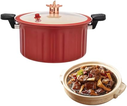 Marmite En Céramique - Casserole Antiadhésive | Cocotte, Grandes Marmites À Soupe | Autocuiseur, Casserole De Cuisine Avec Poignée Pour Riz, Bouillon, Sauce, Soupe, Spaghetti, Friture, Cuisson