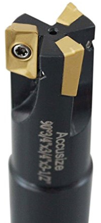 Accusize Industrial Tools 3/4'' 90 Deg Square Shoulder Indexable End Mill, 3-1/2'' Overall Length, Apkt11t3 Carbide Inserts, 3 Flute, 0056-0917