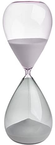 TFA Dostmann Sanduhr, 18.6011.02.40, groß, Laufzeit 60 Minuten, aus Glas, Zeitmesser, grau-rosa