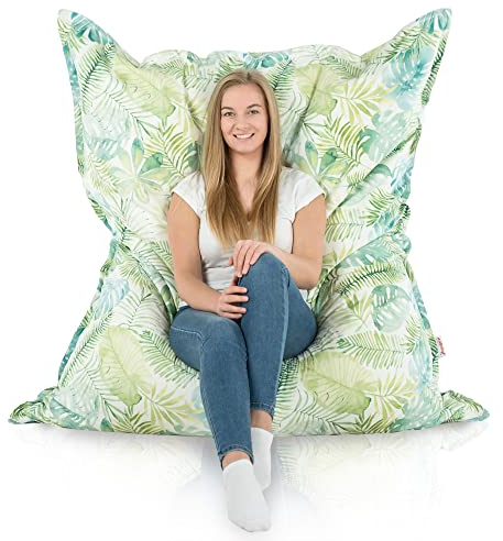 Italpouf Sitzsack XXL Riesensitzsack, Sitzkissen Indoor, Sitzsack Sessel für Erwachsene, EPS Perlen Füllung, Abnehmbarer Bezug, Maschinenwaschbar, Monsterblätter, 175x135cm