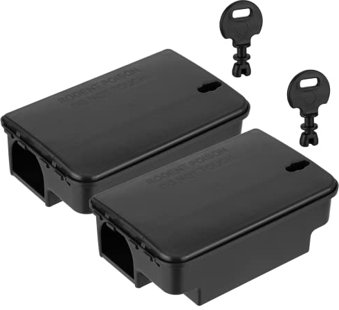 Köder-Discount Rattenfalle für Giftköder (Köder Nicht enthalten) – 2 Robuste, Abschließbare Rattenköderboxen mit Doppelteingang – Wetterfeste, Manipulationssichere Köderbox Ratten (22 x 14 x 8 cm)