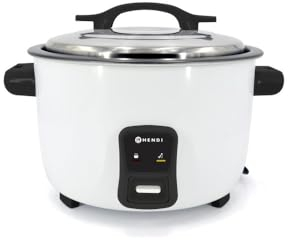 HENDI Reiskocher, Warmhaltefunktion, 23 Tassen Trockenreis, Messbecher und Reislöffel, 230V, 1550W, ø380x(H)240mm, Aluminium, 4.2L