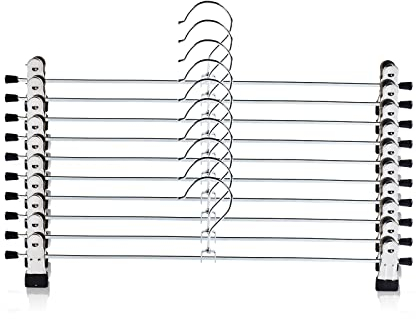 Hosenbügel Metall 40 cm, Rockbügel, Kleiderbügel Hosen Röcke Platzsparend mit 360° Drehbar Haken, 10 Stück, Schwarz