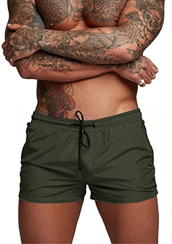 Donason Bañador Hombre Secado Rápido Bañadores de Natación Pantalones Cortos de Baño para Hombres Shorts Deportivos para Correr con Forro de Malla y Bolsillos