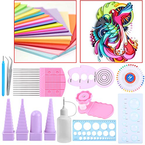 lyrlody 11-teiliges Quilling-Kit für Anfänger mit Handbuch Zubehör Langlebige Aufbewahrung Aktualisiertes Papier-Crimper-Werkzeug Premium Quilling-Husking-Board