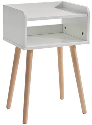 IBUYKE Comodino, Comodini Aperto per Camera da Letto, Tavolini Laterali da Divano Stile Moderno,Salvaspazio, 38.5 x 29 x 59.5 cm, Bianco WNS003W