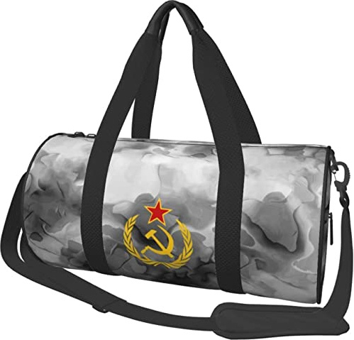 Borsone da viaggio con falce e martello dell'URSS Borsone sportivo pieghevole con rotelle, marmorizzato