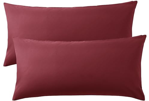 Bedsure Kissenbezug 40 x 80 2er Set - 100% Baumwolle Kopfkissenbezug 40x80, Kissenbezüge mit Reißverschluss, Kissenhülle - Weich Atmungsaktiv und Langlebig, Oeko-TEX Zertifiziert, Rot