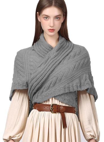 Women Winter Warm Scarf Medieval Vintage Knitted Cosy Wrap Shawl Ladies Gift for Mothers Day Sweater Triangular Scarves Cape