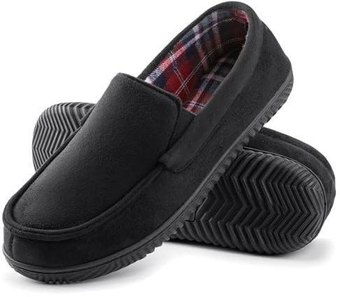 RockDove Men's Alexander Flannel Lined Loafer Slipper | Faux Suede Upper, Memory foam, Anti-slip sole, Indoor Outdoor, Lightweight, Machine Washable, Warm lining