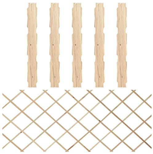 Iiaky Clôtures en Treillis 5 pcs Bois de Sapin Massif 180x80 cm,Barriere Jardin Exterieur,Barriere Jardin,Portillon Grillage