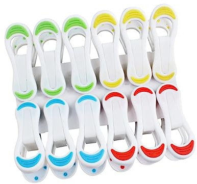 Levemolo Anti-Slip Plastic Clothespins 12 Pack Heavy Duty Laundry Clips for Socks Blankets Diapers Windproof and Mark-Free