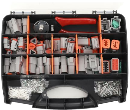 Lfhelper DT Deutsch Connector Kit, 438 Pcs Automotive Electrical Connector Set for Wiring Circuits, Waterproof Deutsch Connector Assortment Box with Crimp Tool for Motorcycle Car Truck Boats