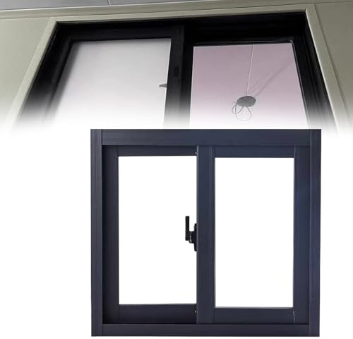 Ventana de sótano corrediza Horizontal, Ventanas de Granero con Vidrio y Pantalla, Cerradura para Sótano, Baño, Cobertizos Y Gallineros(Black,38x24in/97x61cm)