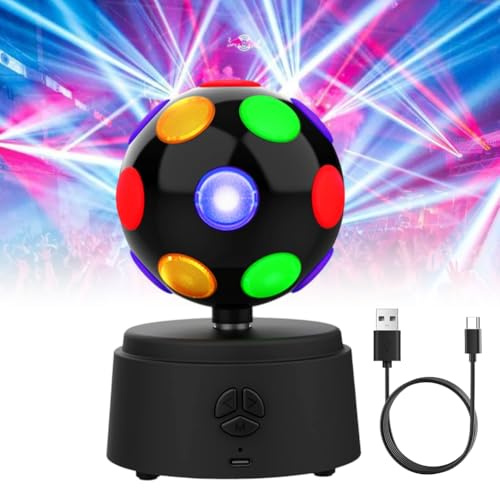 Disco Kugel, Drehende Discokugel 360-Grad, Disco Ball mit mehrfarbigen LED, Disco Licht 3D - Unterstützt Bluetooth-Verbindung, Hohe Kompatibilität, Stereo-Surround-Sound-Effekt