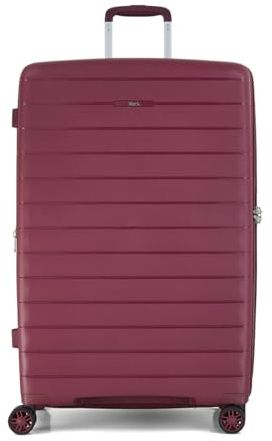 Rock Palma Large Hard Shell Suitcase in Burgundy - Lightweight Expandable Luggage with 360° Spinner Wheels & TSA Combination Lock – 78x50.5x35cm, 102L
