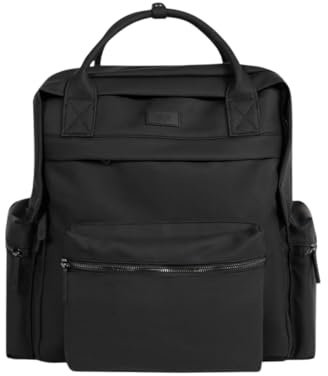 GIGIL Coast Diaper Backpack, Unisex Parent, Recycled Plastic Bottles, 17L Capacity, Water-Resistant, Multiple Insulated Pockets, with Changing Mat (Charcoal Black)