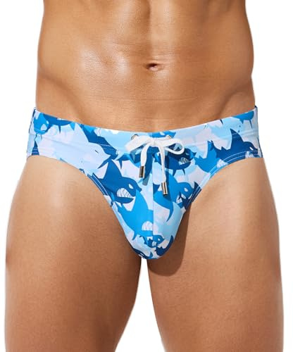 Mauro Kane Slip de Bain Homme Maillot de Bain Imprimé Homme avec Cordon Réglable Séchage Rapide Slip de Natation pour Piscine Plage