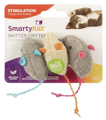 SmartyKat Skitter Critters Cat Toy Catnip Mice, Pack of 3