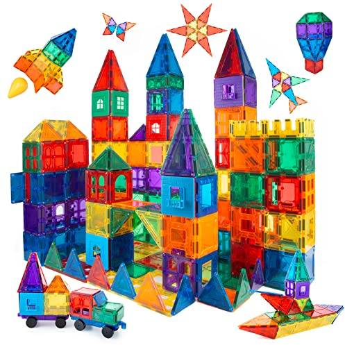 ChildreN HUB 100pcs Magnetic Building Set - Construction Kit Educational STEM Toys For Your Kids (Stronger Magnets)