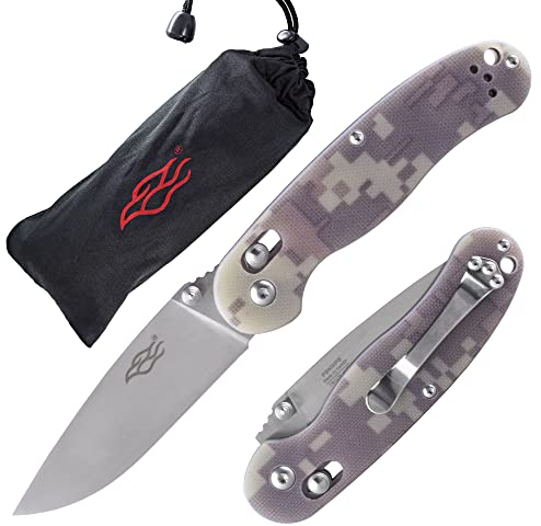 Firebird GANZO FB727S-CA Couteau Pliant de Poche Lame en Acier 440C 78 mm G10 Poignée Antidérapante avec Clip Camping EDC Couteau 184 mm 81 g (Camouflage)