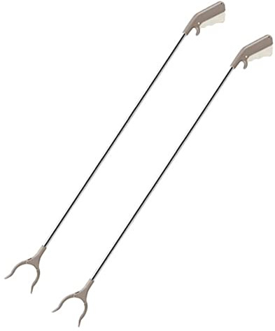 2 x griptång extra lång för sopor | griphjälpmedel 100 cm – soptång av rostfritt stål och plast för seniorer | praktisk avfallssamlare | handtag – sopuppsamlare | griparm | robust sopuppsamlingstång
