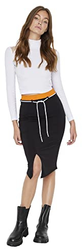 TRENDYOL Dam midi bodycon bodycon stickad kjol, Schwarz, XS