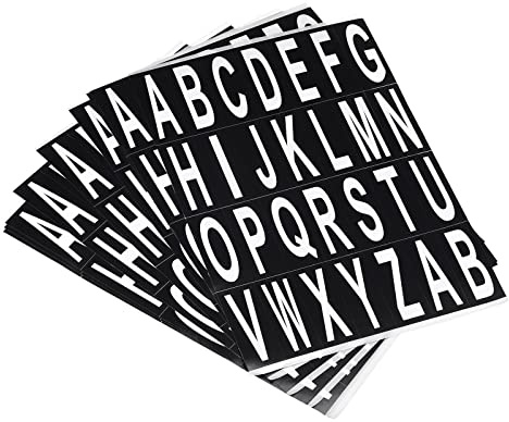 sourcing map Lot de 15 lettres de l'alphabet blanches autocollantes en vinyle PVC pour boîte aux lettres, adresse, fenêtre, porte