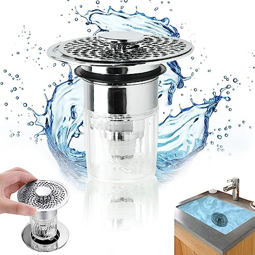 Kleemeiero Waschbeckenstöpsel Pop up Stöpsel Waschbecken Verschluss Stöpsel mit Anti Clogging Sieb Universal Pop up Abflussstopfen Waschbeckenl mit Magnetischem Wasserventil für Ablaufloch 34-37mm
