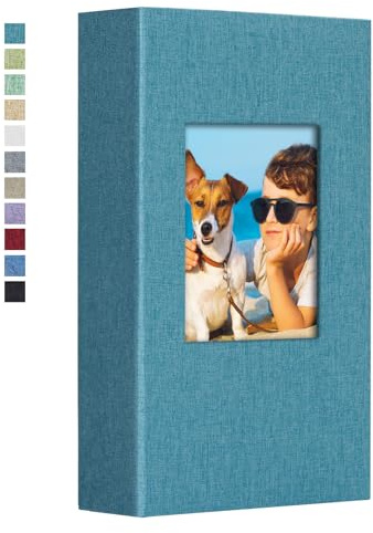 Vienrose Photo Album 6x4,300 Pockets,Linen Cover,Sky Blue | Slip In Photo Album,Large Capacity,Black Pages,Family Keepsakes