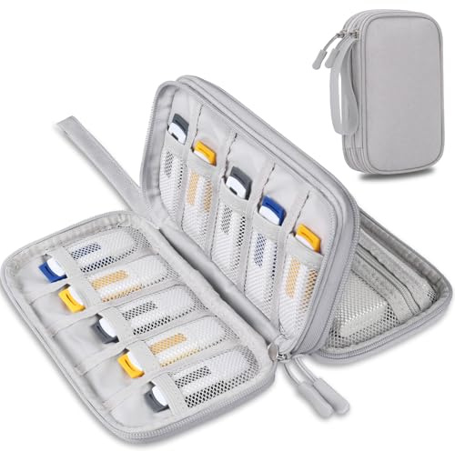 Lacdo USB-Flash-Laufwerk-Gehäuse, USB-Stick-Halter Hülle Organizer Tragbare Elektronische Zubehör Aufbewahrungstasche für San Disk/SamData/Samsung Jump Drive Memory Stick, Kabel, Grau