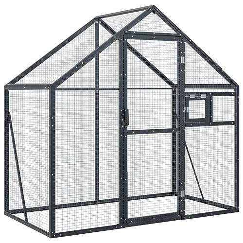 vidaXL Voliera Antracite 179x100x185 cm in Alluminio, Gabbia per Uccelli, Ampia Gabbia per Uccelli, Gabbia per piccioni, Gabbia per pappagalli
