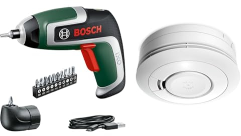 Bosch Home and Garden Bosch Akkuschrauber IXO & Ei Electronics Ei650 Rauchwarnmelder, Rauchmelder, Stand-Alone-Gerät mit Batterie für 10 Jahre, Testsieger Stiftung Warentest, weiß