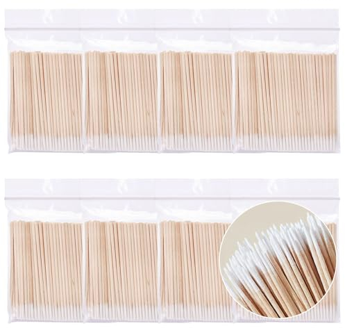 ZOCONE 800 PCS Micro Bastoncillos Algodon Cotonetes Finos 7cm Madera Hisopos de Algodón Desmaquillantes Bastoncillos Maquillaje Desechables de Punta Fina Hisopos Limpieza para Oidos Pestañas Cejas