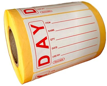 76mm x 50mm Red Prepped Food labels with removable adhesive - 500 labels on a roll