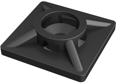 Juego de 100 Bases Adhesivas para Bridas para Cables, Bases Sujeta Cables Adhesivo Negro, 18 x 18 mm Base Adhesiva para Bridas de Nylon, Utilizado para Organizar Cables y Cables de Datos