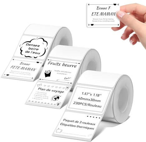 NIIMBOT 3 Rollos de Etiquetas Para Impresora B1 B21 B3S, Etiquetas de Dirección 40x30mm, 230 Piezas/Rollo, Blanco