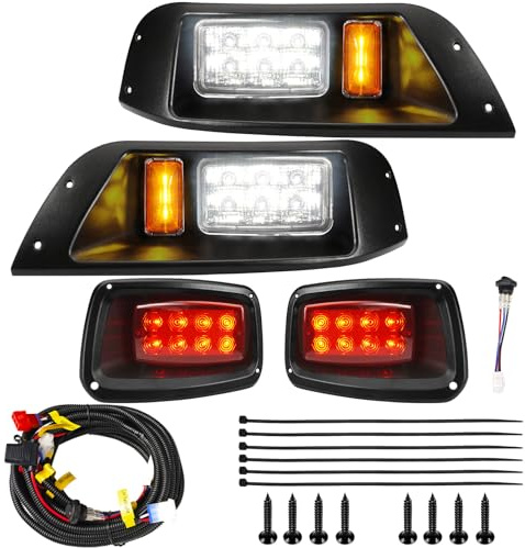 VYYOKMU LED Headlight and Tail Light Kit for EZGO TXT 1996-2013 Gas and Electric, Street Legal 12V LED Kit