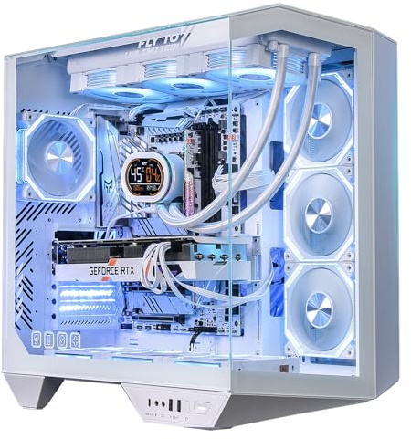 darkFlash Case PC ATX Full-tower Gaming, Scheda Madre con Connettore Posteriore, Doppia Camera, Vetro Panoramico, Fino a 2x360mm Rradiatori, Compatibile con RTX 40 (DY470) (1 ventole PWM ARGB, Bianco)