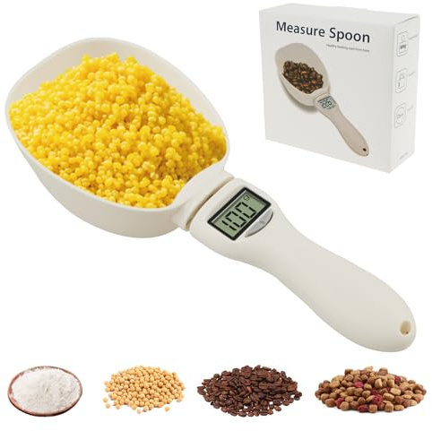 Digital Measuring Spoon Cup Scale 800g/1g High Precision Weighing Spoon Scale with LCD Screen Food Measuring Scoop Scale Electronic Measuring Spoons for Kitchen Gadgets Daily Meals Dog Cat Food (1)