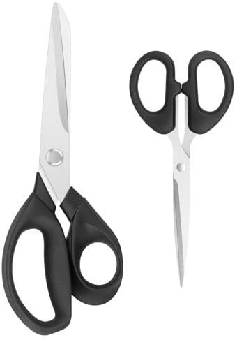Fabric Scissors, Dressmaking with Stainless Steel, Tailor Scissors for Cutting Fabrics and Leather, Set of 2, Black
