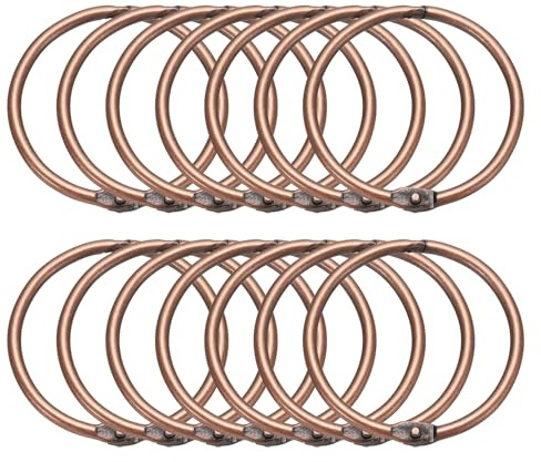 sourcing map 14pcs Shower Curtain Rings, 1.5 Inch ID Metal Round Snap Shower Curtain Hooks Glide Smoothly Shower Hooks for Bathroom Shower Curtain Rods, Vintage Copper