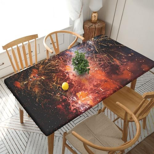 YKLJG Tovaglia stampata con fuochi d'artificio, 76 x 152 cm, rettangolare, impermeabile, lavabile, per tavoli da pranzo