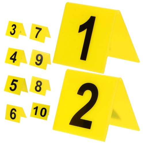 STOBAZA Numéros de table réutilisables en acrylique double face pour la restauration, les fêtes, les dîners de crime 6,5 x 5,5 cm