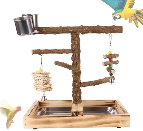 Parco giochi per uccelli, parco giochi per parrocchetti con mangiatoie, giocattoli per posatoio, accessori per addestramento canarini, parrocchetti, piccioncini, giochi per mangiare calopsitta