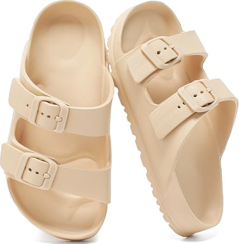 Sandales Enfant EVA Garçon Fille Boucle Réglable Antidérapantes Claquettes | Chaussons Confortables, Slides Plates et Douces, Pantoufles d'Été Décontractées pour Intérieur Extérieur Maison Plage Piscine